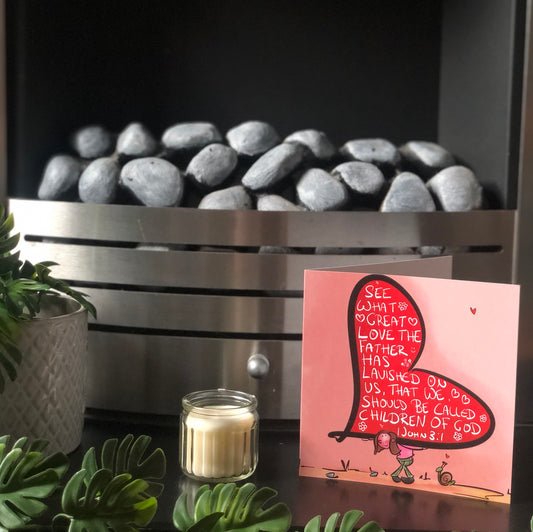 God’s Love Square Card - 1 John 3:1 - Hand Drawn Artwork