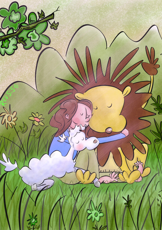 Magnet - Lion and the Lamb - Hand Drawn Artwork