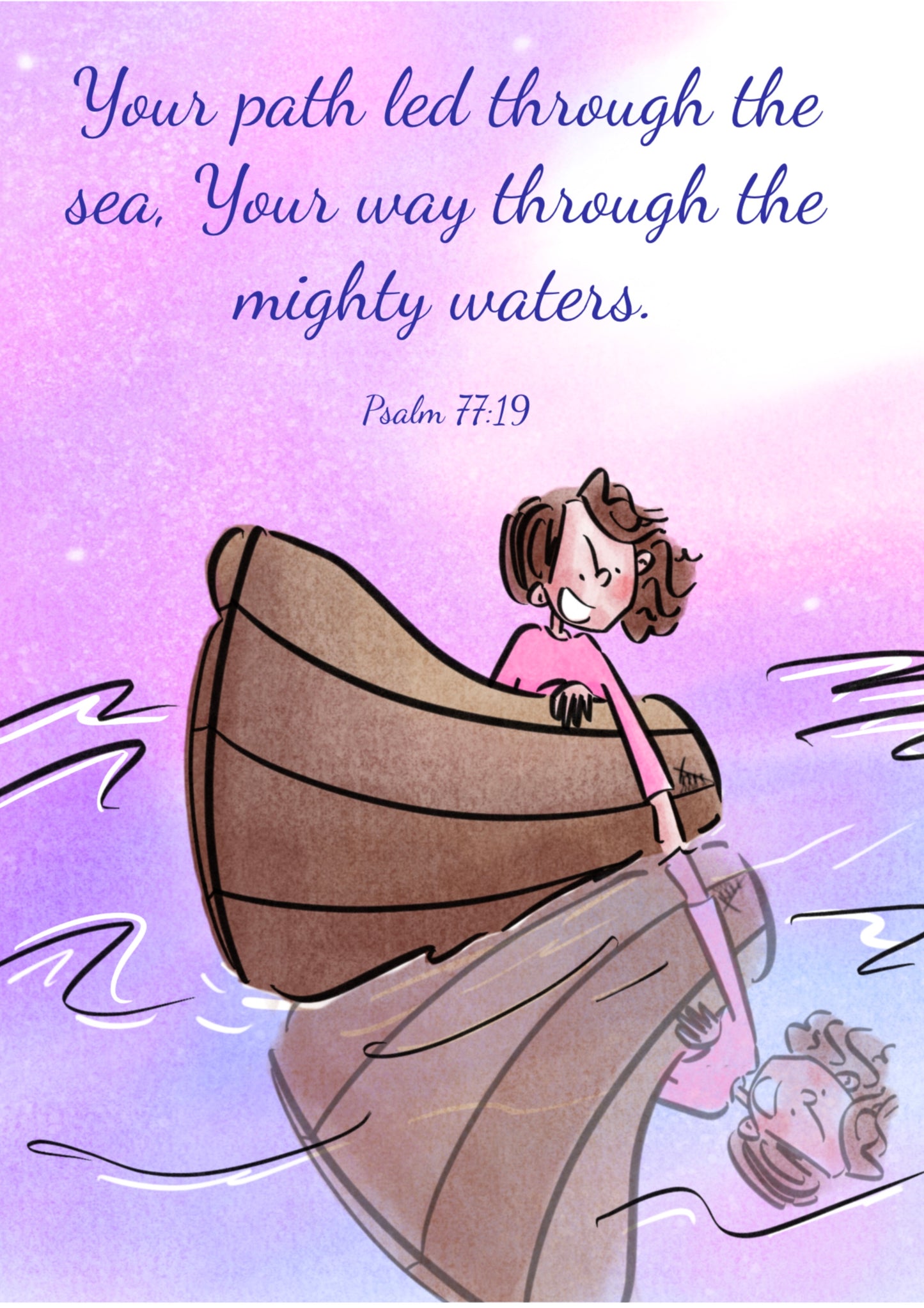 Psalm 77v19 A5 Print - Mighty Waters - Hand Drawn Artwork