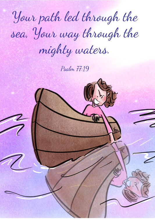 Psalm 77v19 A5 Print - Mighty Waters - Hand Drawn Artwork