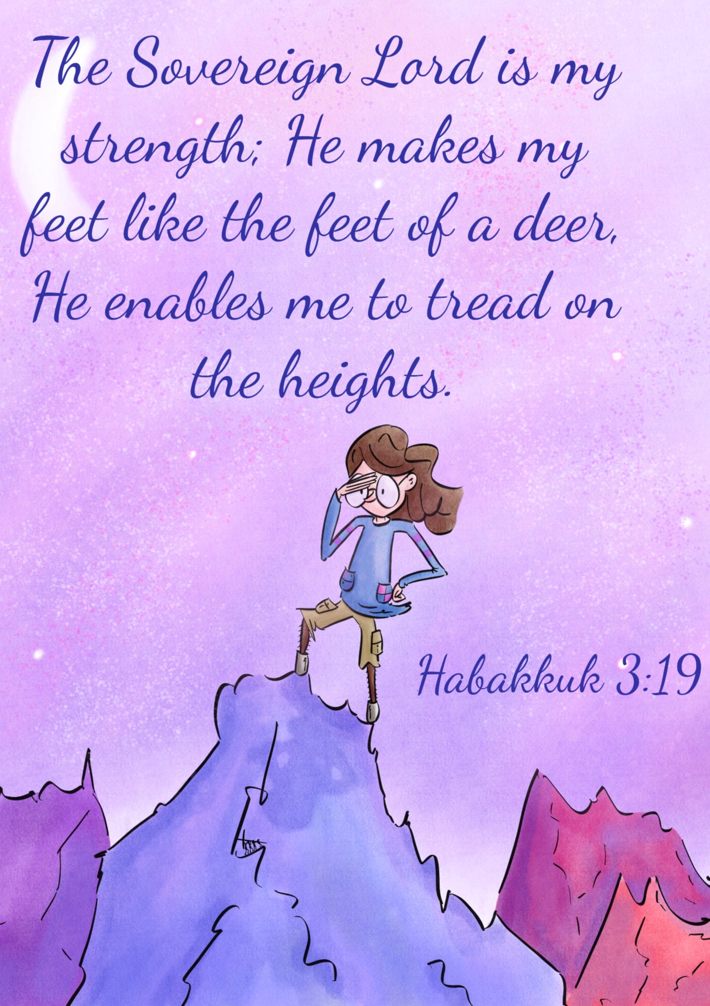 Habakkuk 3v19 A5 Print - Feet of the Deer - Hand Drawn Artwork