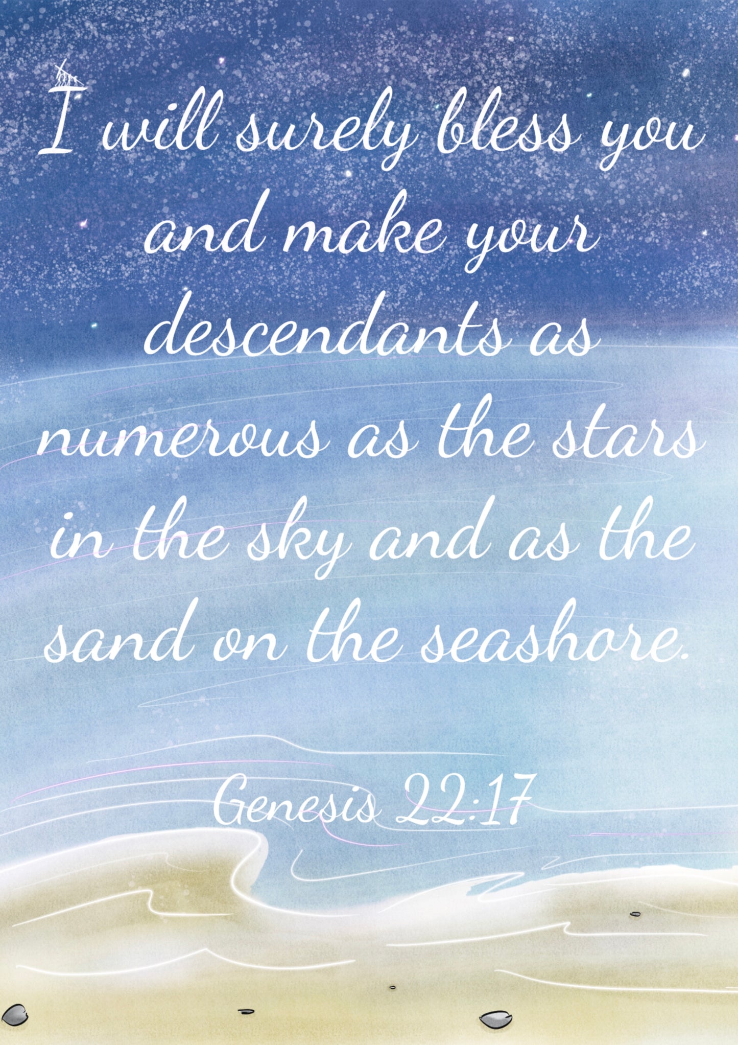 Genesis 22v17 A5 Print - Sand on the Seashore - Hand Drawn Artwork