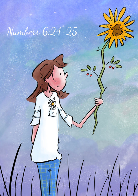 Numbers 6v24-25 A5 Print - Sunflower - Hand Drawn Artwork