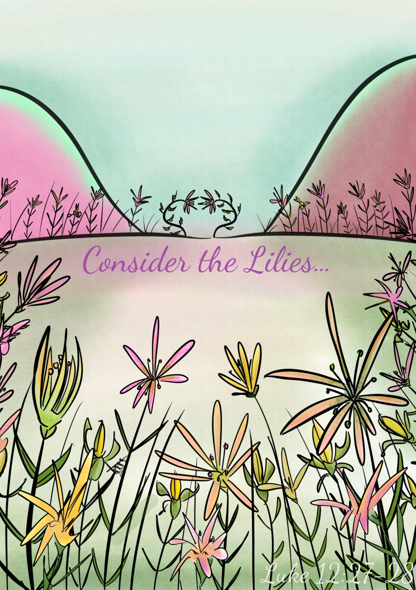 Magnet - Consider the Lilies (Daytime) - Hand Drawn Artwork