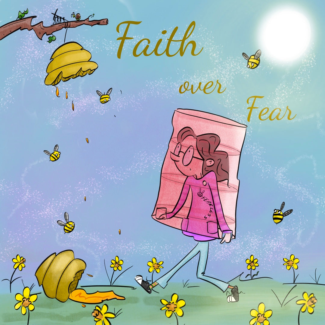 Faith over Fear Square Card - Hand Drawn Artwork