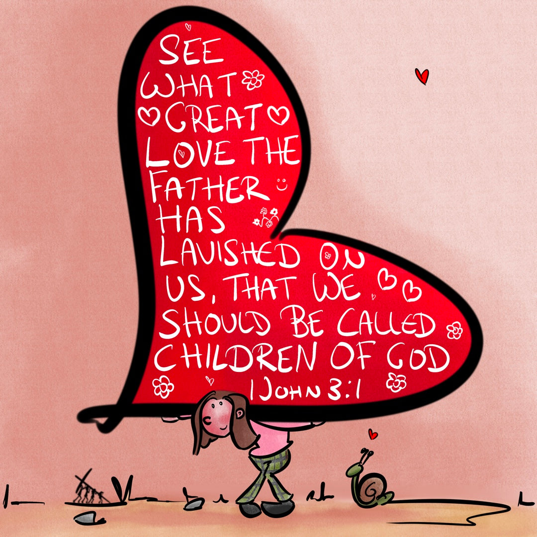 God’s Love Square Card - 1 John 3:1 - Hand Drawn Artwork
