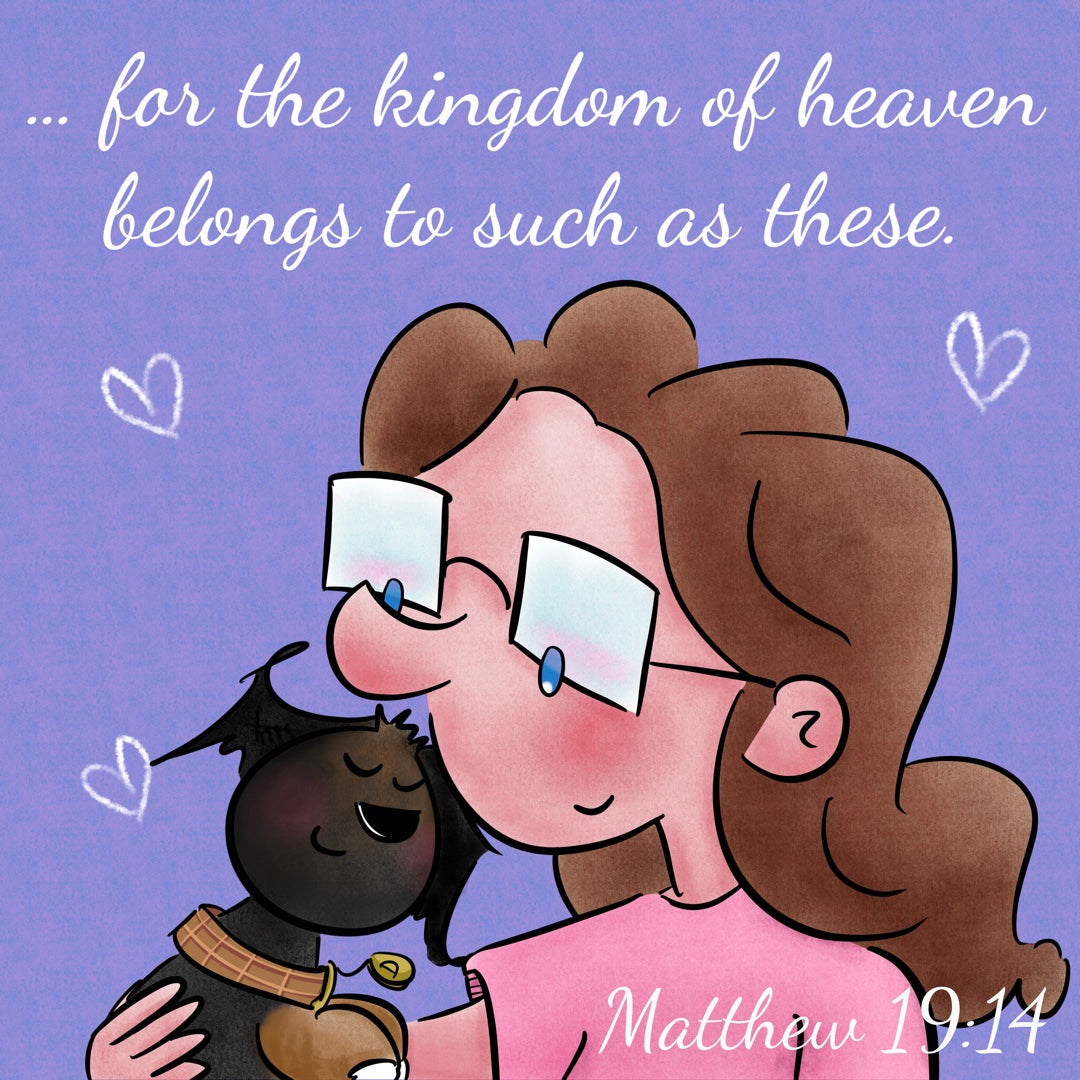 Kingdom of Heaven Square Card - Matthew 19:14 - Hand Drawn Artwork