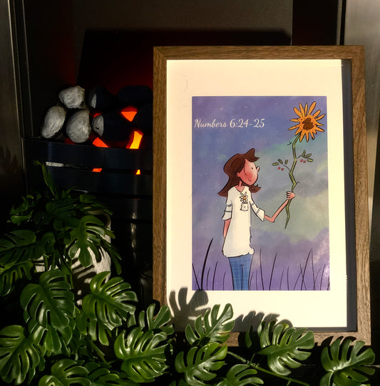 Numbers 6v24-25 A5 Print - Sunflower - Hand Drawn Artwork